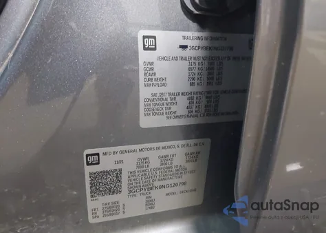 2022 Chevrolet Silverado 1500 Ltd 4Wd Short Bed Custom из США, поврежденный, VIN 3GCPYBEK0NG120798